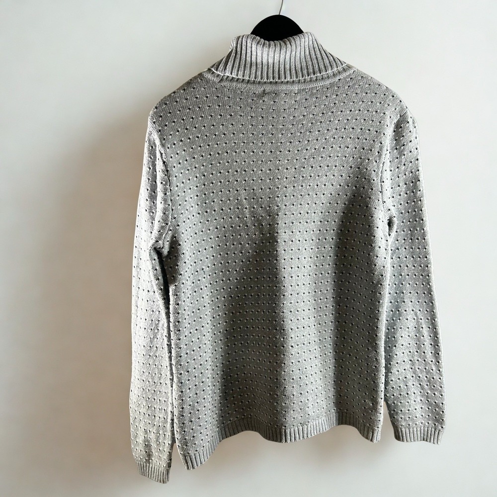 Karen Scott Mens Grey Cotton Turtleneck Knit Sweater Pointelle Size Medium - Picture 2 of 9